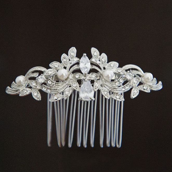 Peigne À Cheveux Strass Et Perles, Pour Mariage Etsy - Auroraboutiquebijoux