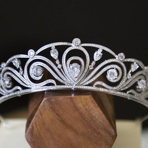 Couronne Royale, Diadème de mariage, Couronne pour mariée, Accessoire Cheveux Mariage, Diadème Argenté, Accessoire De Mariage image 1