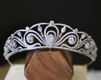 Couronne Royale, Diadème de mariage, Couronne pour mariée, Accessoire Cheveux Mariage, Diadème Argenté, Accessoire De Mariage