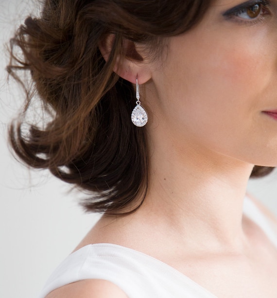 Boucles D'oreilles Goutte D'eau En Zirconium Rose - Pendantes Luxe - Femme