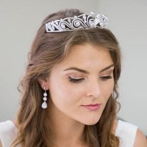 Couronne Royale, Diadème de mariage, Couronne pour mariée, Accessoire Cheveux Mariage, Diadème Argenté, Accessoire De Mariage image 2