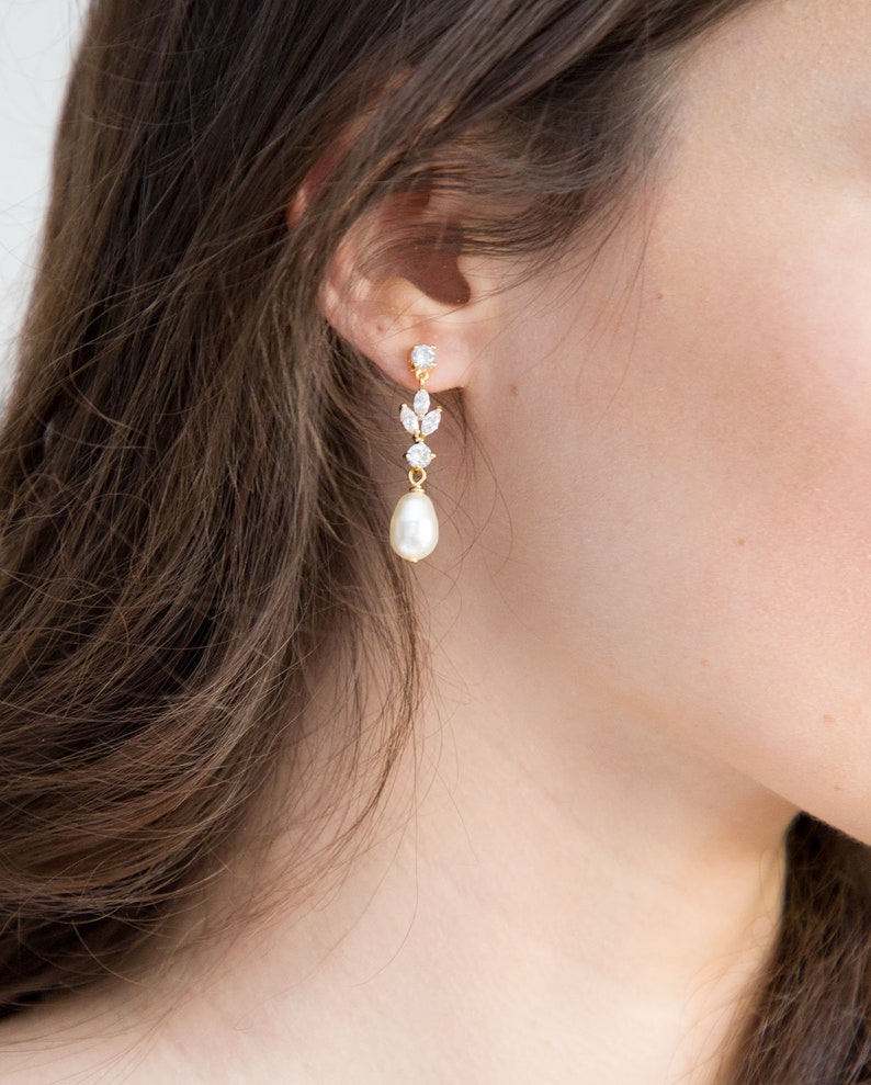 Wedding Earrings Bridal CZ Earrings Wedding Waterdrop Etsy