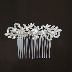 Silver Wedding Comb, Crystal Hair Comb, Bridal Hair Comb, Crystal Hair Comb, Hair Comb, Bridal Headpiece, Ref CINDY