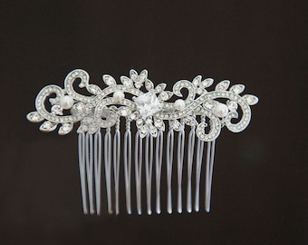 Silver Wedding Comb, Crystal Hair Comb, Bridal Hair Comb, Crystal Hair Comb, Hair Comb, Bridal Headpiece, Ref CINDY
