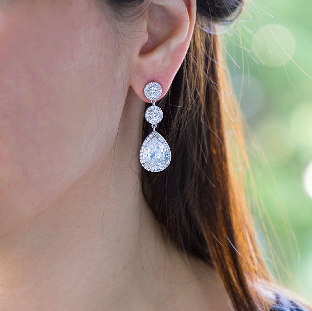 Boucles d'oreilles Cuba à longues gouttes en zircon cubique
