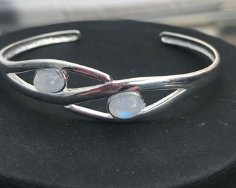 Moonstone Sterling Silver Cuff Bracelet/Bangle