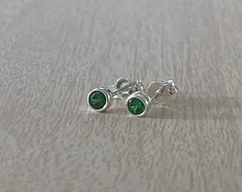 Smaragd CZ Sterling Silber Ohrstecker