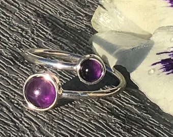 Adjustable Sterling Silver Amethyst Birthstone Ring