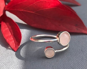 Rose Quartz Sterling Silver Adjustable Ring