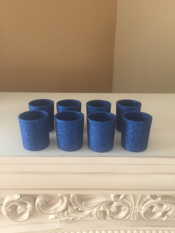 Items similar to Saffire Blue Glitter votive candle holders, Set of 12