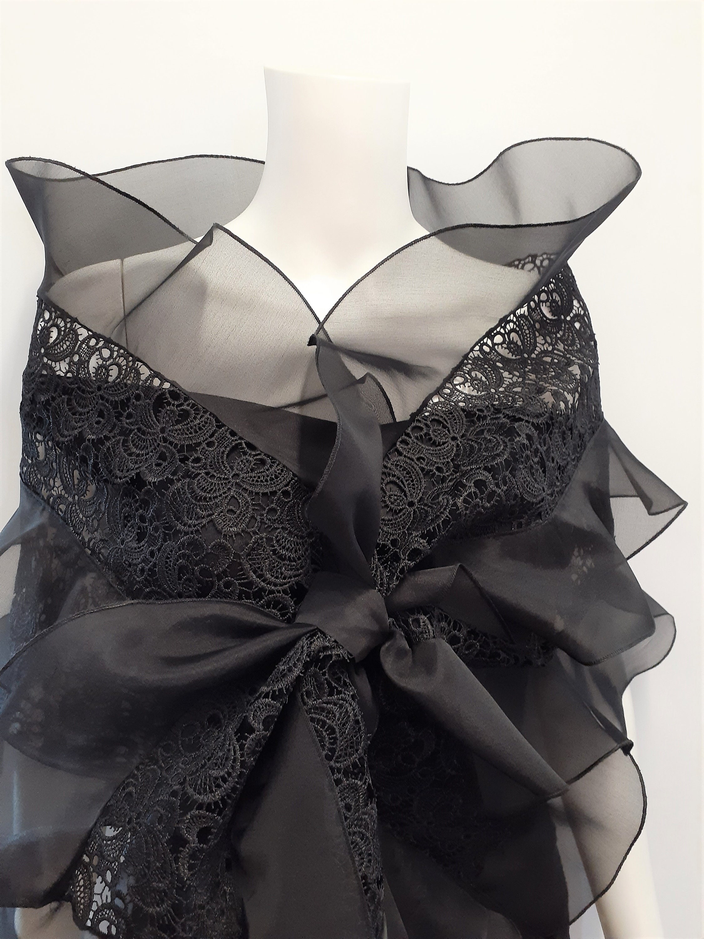 Lace Shawl Silk Organza Evening Shawl 