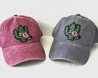 Southwestern Cactus Baseball Hat - High Ponytail, Adjustable Adult Cap