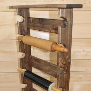 Rolling Pin Rack with Shelf – Provincial Rolling Pin Rack with Shelf - Rolling Pin Rack - Rolling Pin Rack for Six Pins - Rolling Pin Holder