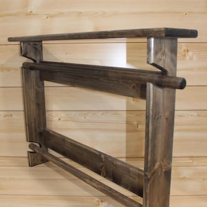 Wooden Quilt Rack with Shelf – Handmade Quilt Rack for Two Quilt – Rustic Farmhouse Blanket Holder – Wooden Quilt Display Rack