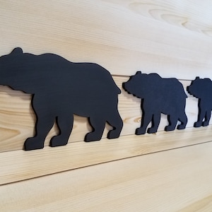 Black Bear Set of 3 – Wood Black Bear Set - Wood Bear Set - Bear Wall Art - Bear Woodwork - Wooden Bear Silhouette - Bear Art – Animal Art