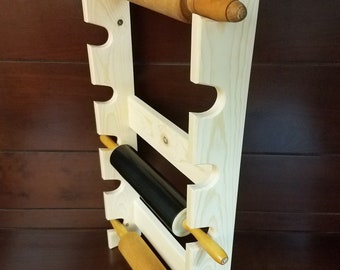 Rolling Pin Rack with Six Slots - Multiple Rolling Pin Rack - Rolling Pin Holder - Rolling Pin Storage - Rolling Pin Rack for 6