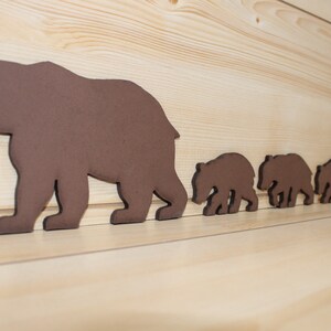 Brown Bear Family of 6 – Wood Brown Bears - Wood Bears – Wood Bear Set - Bear Wall Art - Bear Woodwork - Bear Silhouette - Bear Décor