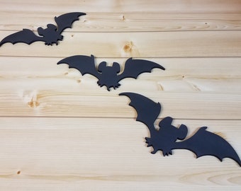 Halloween Black Bats - Wood Black Bats - Set of 3 Black Bats - Halloween Decoration - Halloween Party Decor - Halloween Wall Art