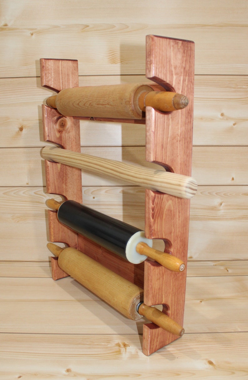 Rolling Pin Rack With Four Slots Multiple Rolling Pin Rack Etsy