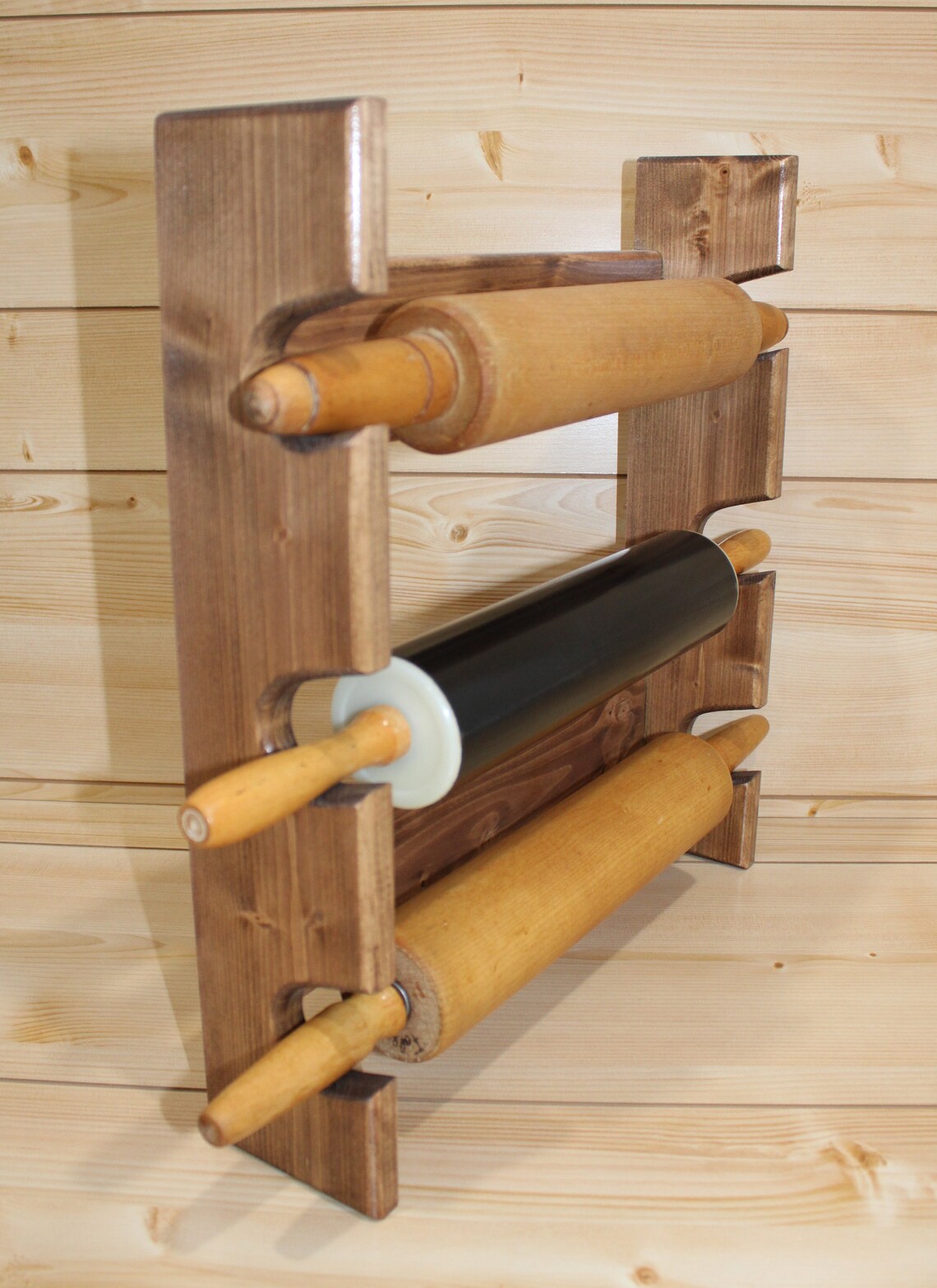 Rolling Pin Rack With Three Slots Multiple Rolling Pin Rack Etsy