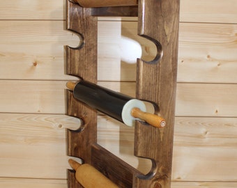 Rolling Pin Rack with Five Slots - Multiple Rolling Pin Rack - Rolling Pin Holder - Rolling Pin Storage - Rolling Pin Rack for 5