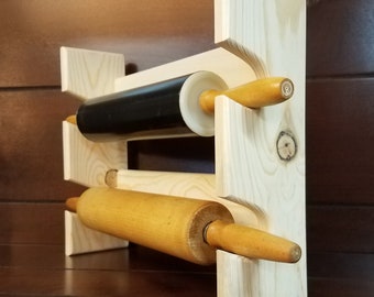 Rolling Pin Rack with Two Slots - Multiple Rolling Pin Rack - Rolling Pin Holder - Rolling Pin Storage - Rolling Pin Rack for 2 Pins