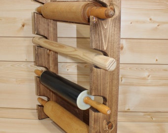 Rolling Pin Rack with Four Slots - Multiple Rolling Pin Rack - Rolling Pin Holder - Rolling Pin Storage - 4 Rolling Pin Rack