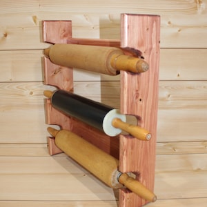 Rolling Pin Rack with Three Slots - Multiple Rolling Pin Rack - Rolling Pin Holder - Rolling Pin Storage - 3 Rolling Pin Rack