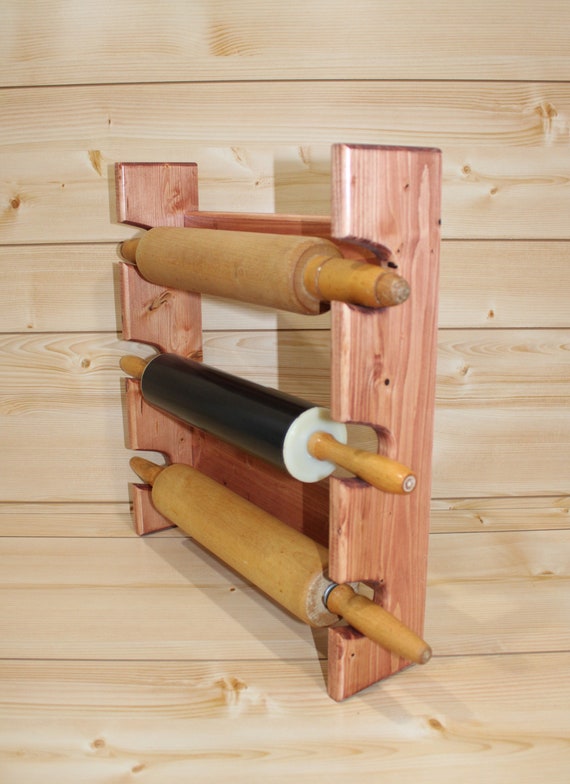 Rolling Pin Rack With Three Slots Multiple Rolling Pin Rack Rolling Pin  Holder Rolling Pin Storage 3 Rolling Pin Rack 