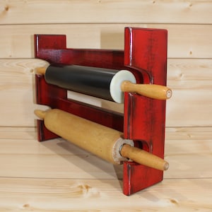 Red Rolling Pin Rack with Two Slots - Multiple Rolling Pin Rack - Rolling Pin Holder - Rolling Pin Storage - Rolling Pin Rack for 2 Pins