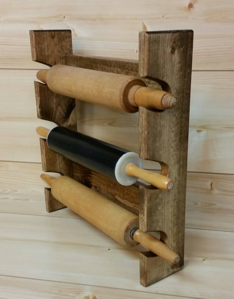Rolling Pin Rack with Three Slots Multiple Rolling Pin Rack Etsy