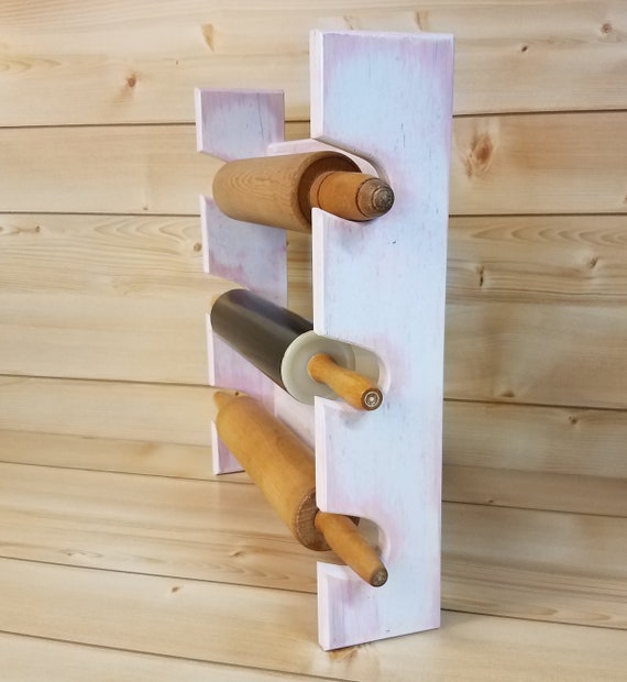 Rolling Pin Rack with Three Slots - Wooden Rolling Pin Rack