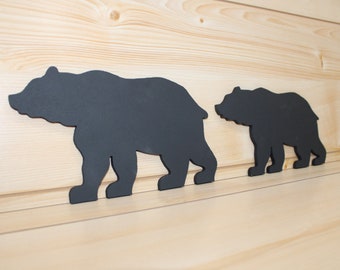 Black Bear Couple – Black Bear Set of 2 – Wooden Bear Set – Wooden Bear Art -  Bear Couple Art - Bear Wall Art - Bear Woodwork - Animal Art