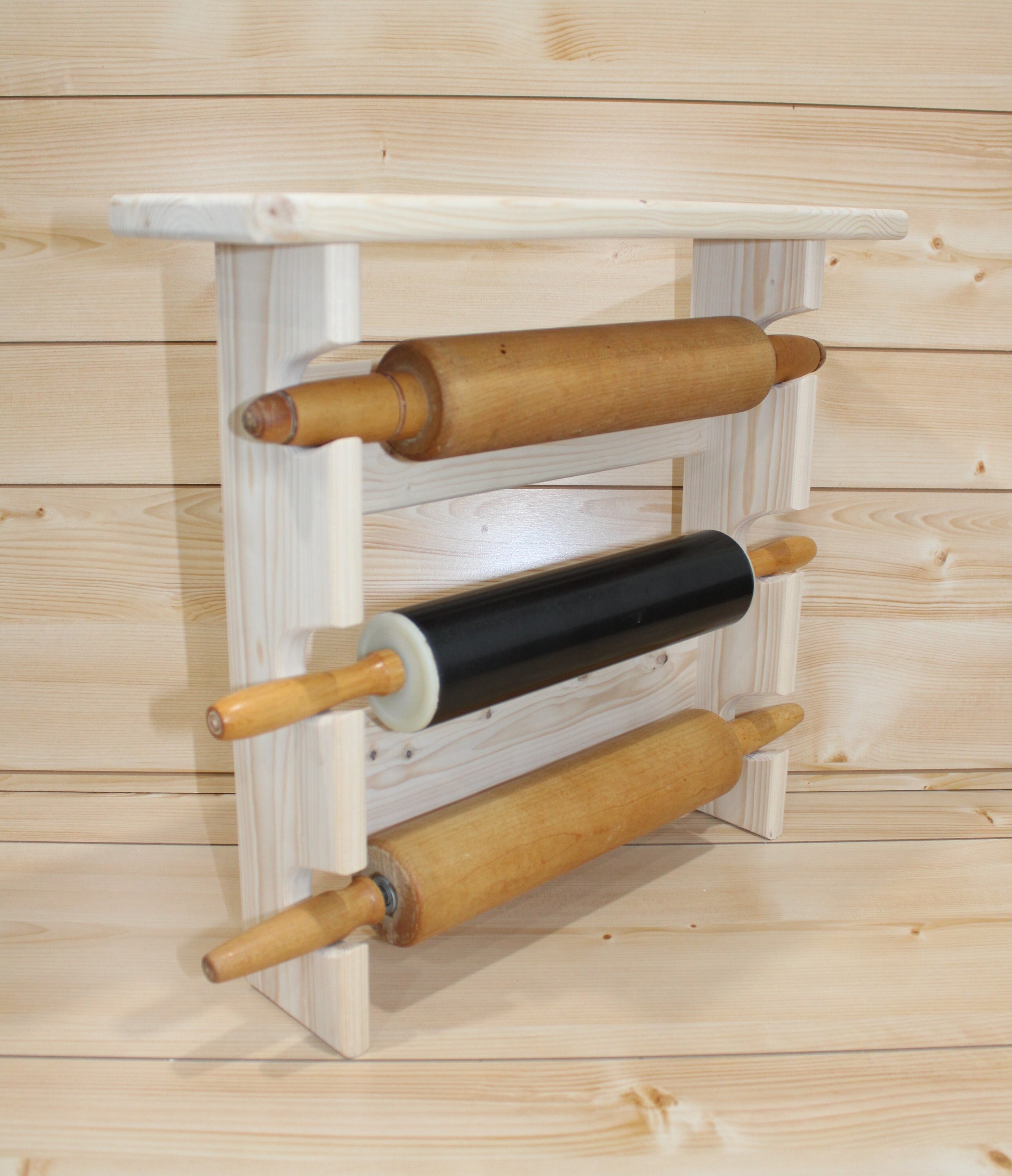 Rolling Pin Rack With Three Slots – Rolling Pin Rack With Shelf ...