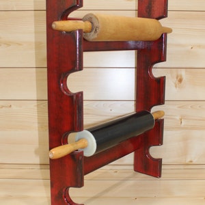 Red Rolling Pin Rack With Four Slots - Multiple Rolling Pin Rack ...