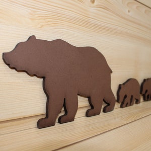 Brown Bear Family - Brown Bear Family of 3 - Wood Bears - Bear Wall Art- Bear Woodwork - Wooden Bear Silhouette - Bear Art - Bear Decor