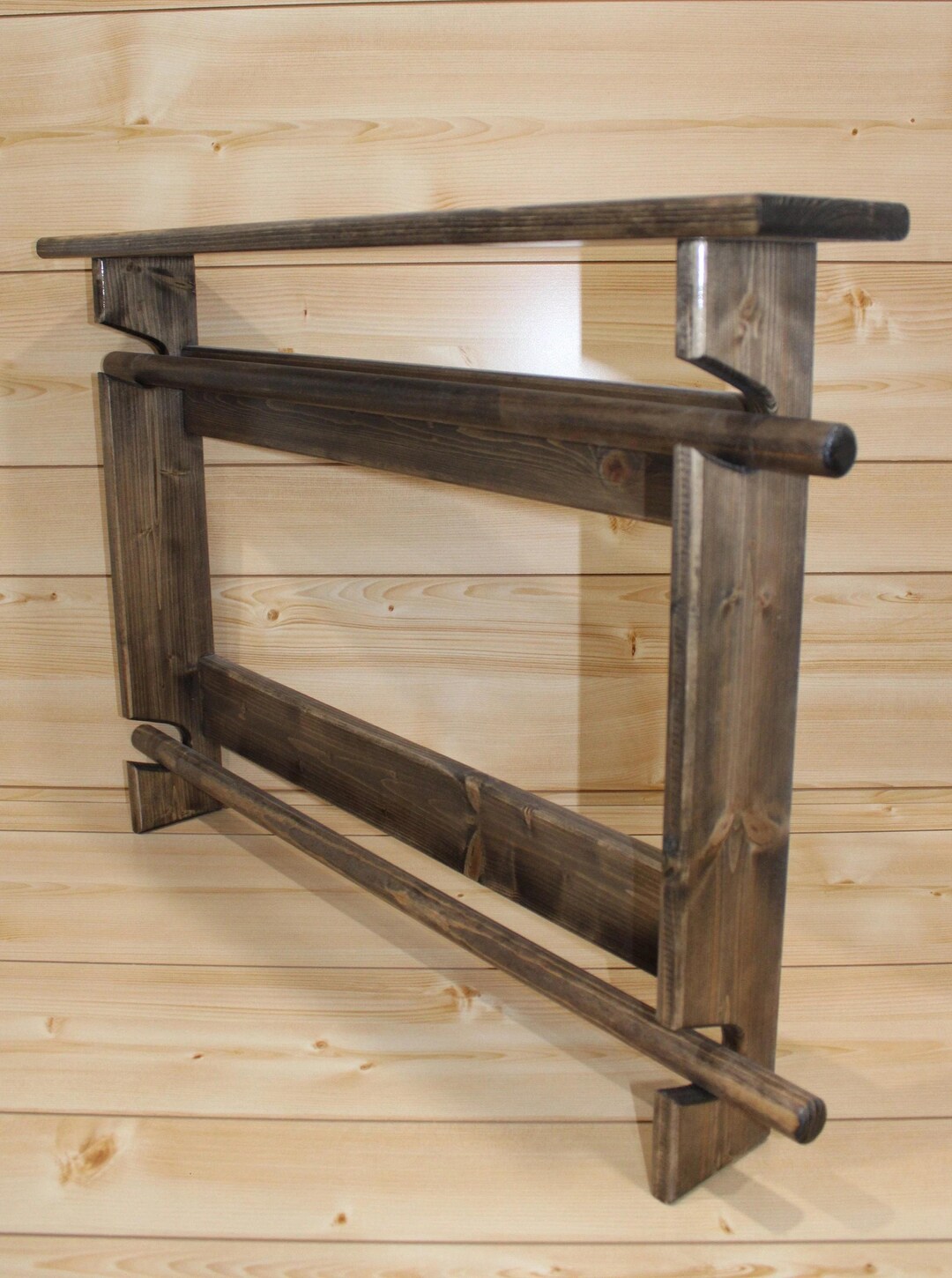 Rustic Log Quilt Rack Wooden Quilt Rack With Shelf – Handmade Quilt Rack for Two Quilt ...