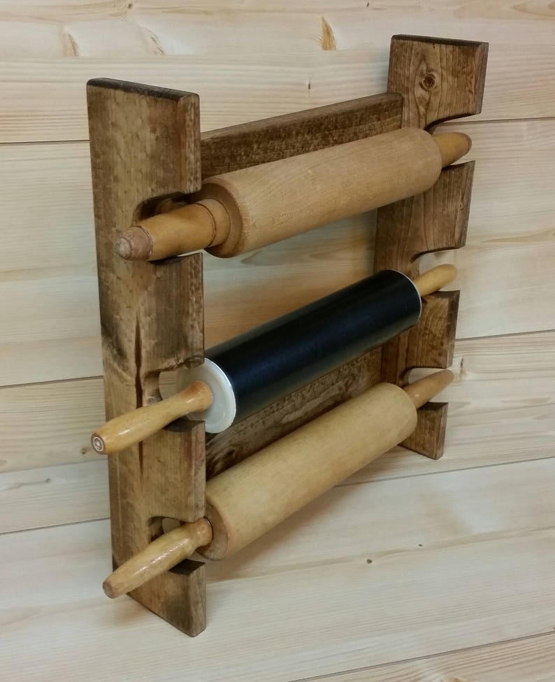 Rolling Pin Rack with Three Slots Multiple Rolling Pin Rack Etsy