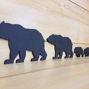 Black Bear Family of 6 - Bear Wall Art - Bear Woodwork - Wooden Bear Silhouette - Bear Family Art - Black Bear Family - Animal Art