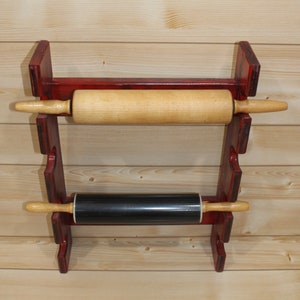 Red Rolling Pin Rack With Four Slots - Multiple Rolling Pin Rack ...