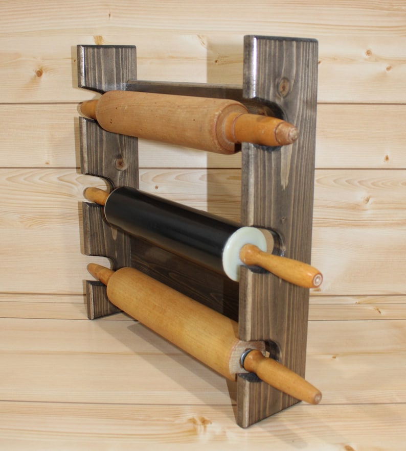 Storage Rack Slot Pin Rolling Pin Rack With Three Slots - Multiple Rolling Pin Rack - Rolling ...
