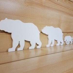 Polar Bear Family - White Bear Family of 4 - Bear Wall Art - Bear Woodwork - Wooden Bear Silhouette - Animal Art - Bear Family Art