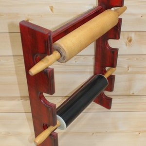 Red Rolling Pin Rack With Four Slots - Multiple Rolling Pin Rack ...