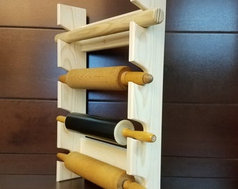 Rolling Pin Rack with Four Slots - Multiple Rolling Pin Rack - Rolling Pin Holder - Rolling Pin Storage - 4 Rolling Pin Rack