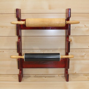 Red Rolling Pin Rack With Four Slots - Multiple Rolling Pin Rack ...