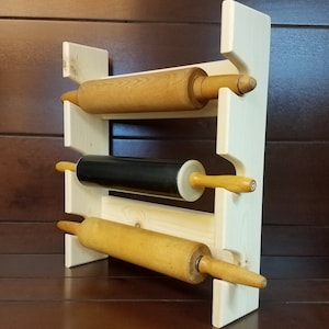 Rolling Pin Rack with Three Slots - Multiple Rolling Pin Rack - Rolling Pin Holder - Rolling Pin Storage - Rolling Pin Rack for 3 Pins