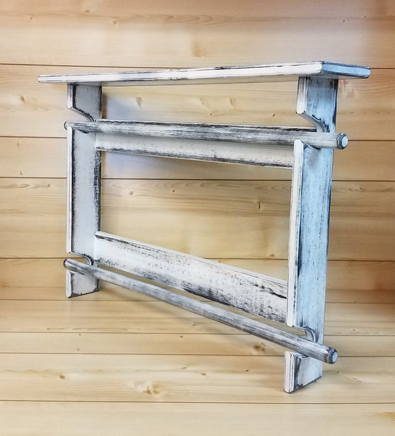 Antique White Double Quilt Rack Distressed Quilt Rack Wooden Quilt Rack Quilt  Rack Wall Mount Quilt Rack With Shelf Quilt Holder 