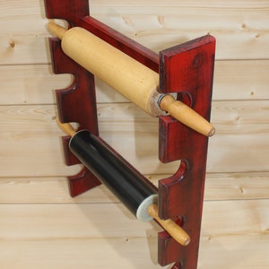 Red Rolling Pin Rack With Four Slots - Multiple Rolling Pin Rack ...