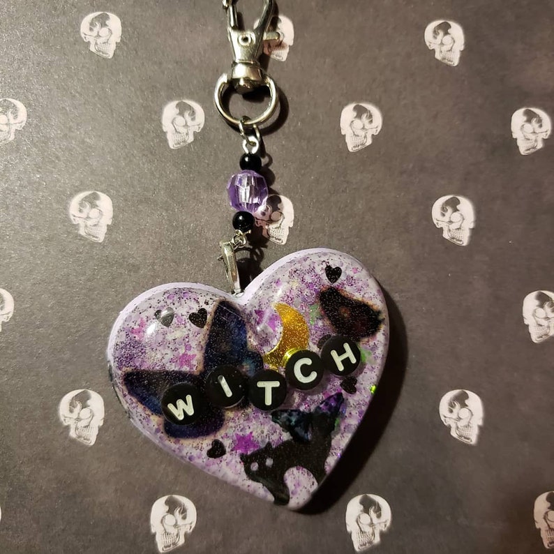 Witch Pastel Purple Heart Keychain