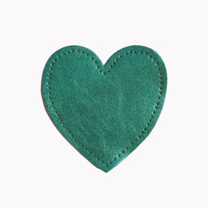 Mint green sweater elbow pad, metallic leather sewing heart, sewing elbow, knee pad available in several colors